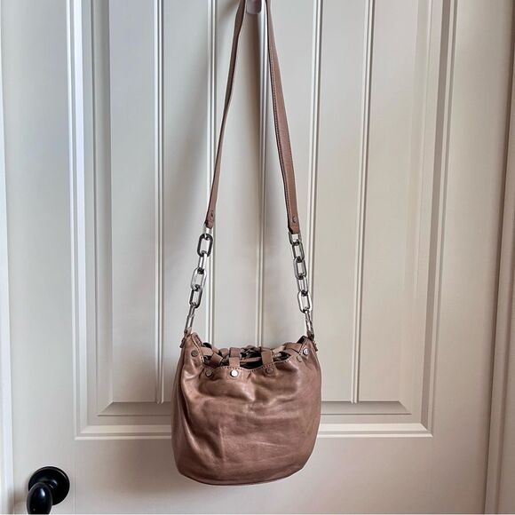 Tory Burch Tan Leather Bucket Bag Crossbody Drawstring Shoulder Bag - Picture 5 of 9